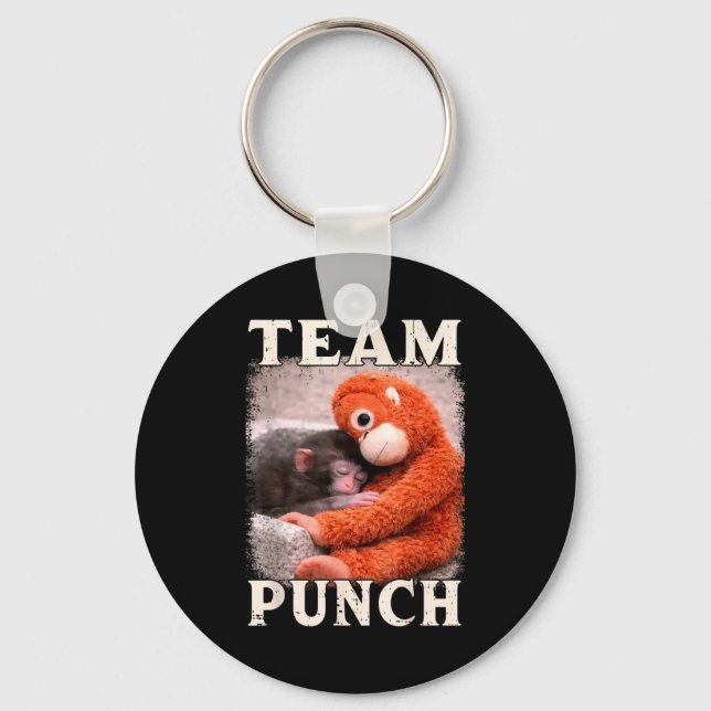 Baby monkey punch meme team punch trend meme key ring (Front)