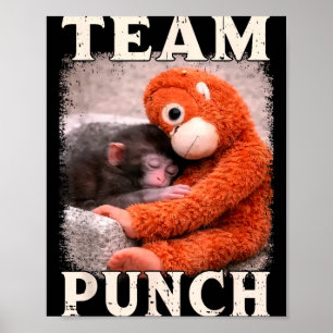 Baby monkey punch meme team punch trend meme poster