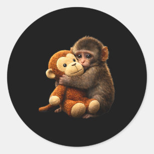 Baby monkey punch plush cute monkey punch plush classic round sticker
