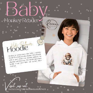 Baby Monkey Reader Girl's Pullover Hoodie
