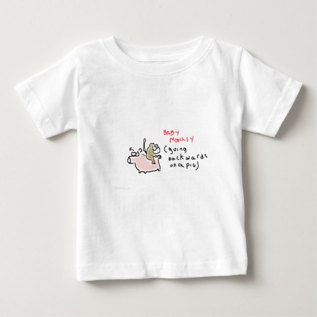 Baby Monkey (riding backwards on a pig) T-Shirt (Front)