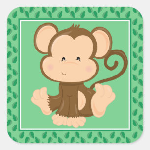 Baby Monkey   Safari Animals Party Square Sticker