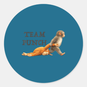Baby monkey team punch funny monkey meme Baby monk Classic Round Sticker