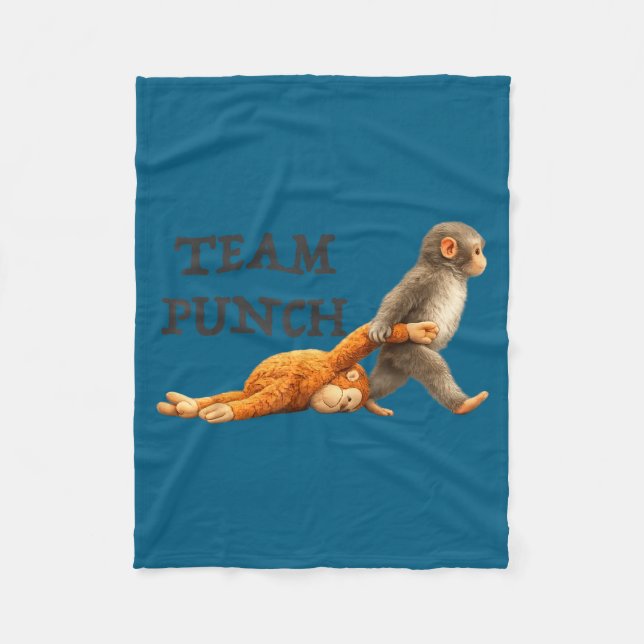 Baby monkey team punch funny monkey meme  fleece blanket (Front)