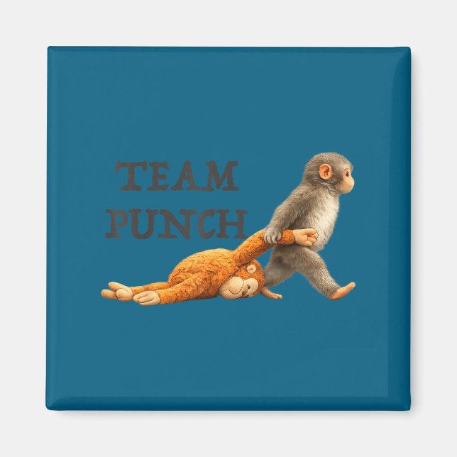 Baby monkey team punch funny monkey meme  magnet (Front)