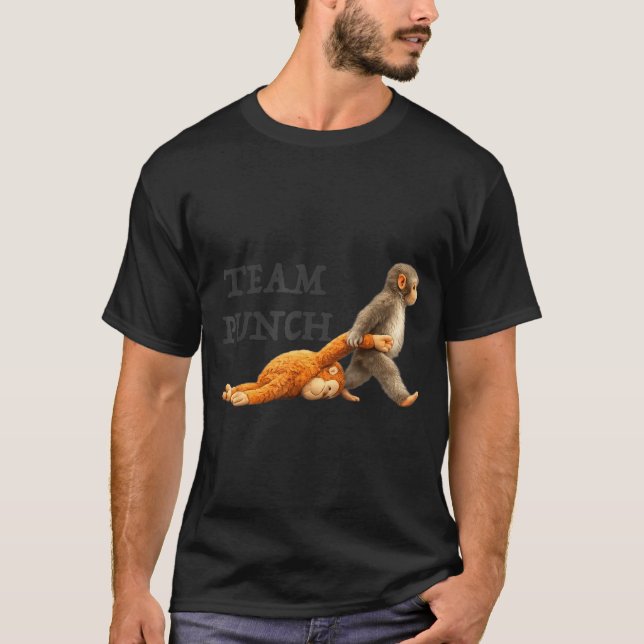 Baby monkey team punch funny monkey meme  T-Shirt (Front)