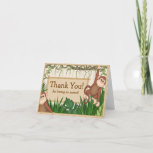 Baby Monkey Thank You Note Card