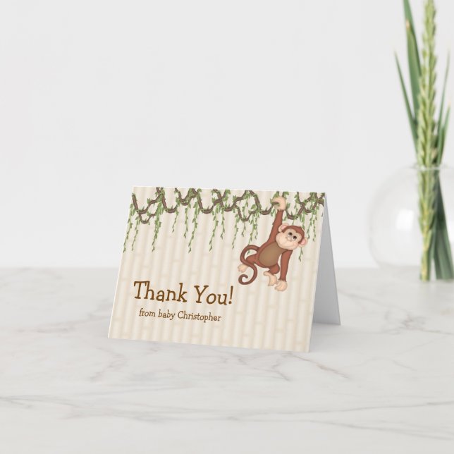 Baby Monkey Thank You Note Card (Front)