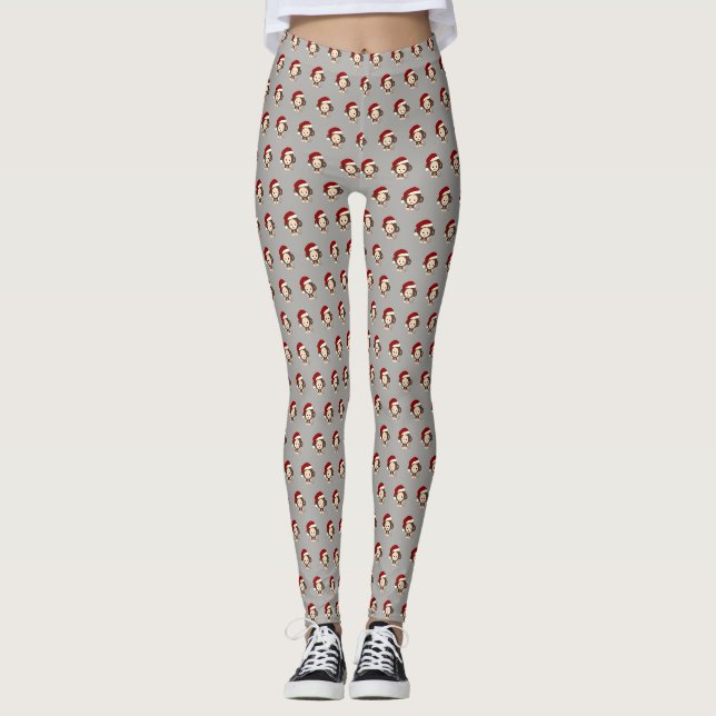 Baby Monkey wearing a Santa Hat Leggings (Front)