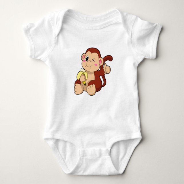 Baby Monkey with Banana Baby Bodysuit (Front)