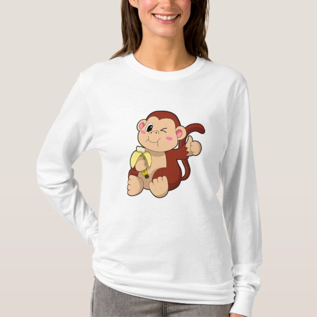 Baby Monkey with Banana T-Shirt (Front)