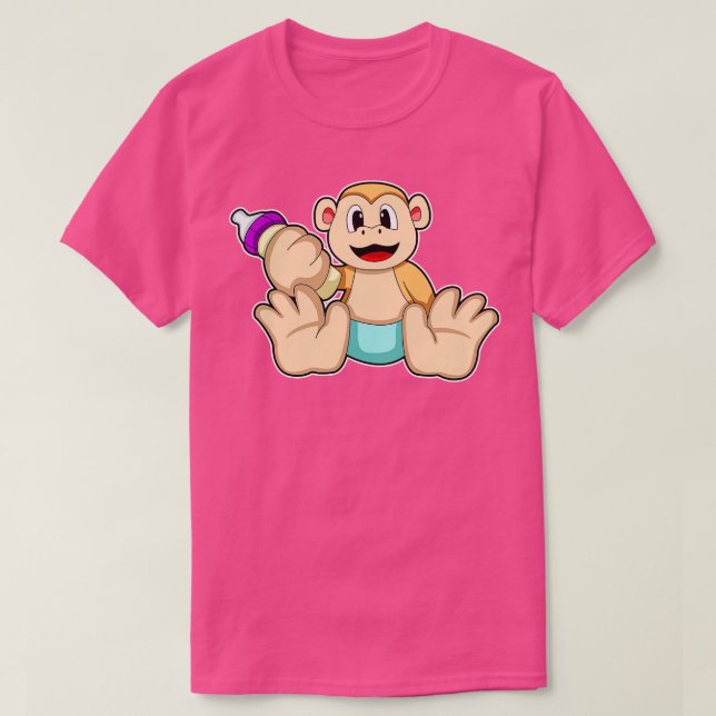 Baby Monkey with Bottle T-Shirt (Design Front)