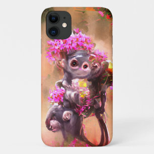 Baby Monkey with Flowers iPhone / iPad case