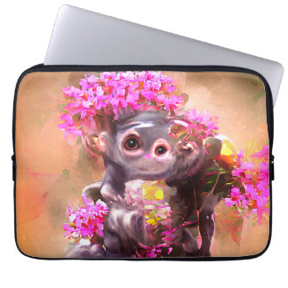Baby Monkey with Flowers Laptop Sleeve