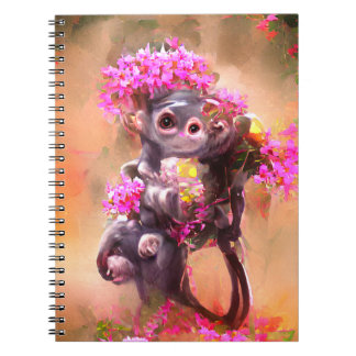 Baby Monkey with Flowers Notebook