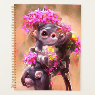 Baby Monkey with Flowers Planner