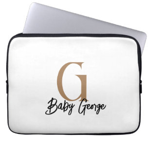 baby monogram unisex gift name personalise minimal laptop sleeve