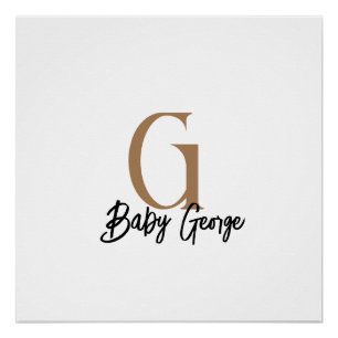 baby monogram unisex gift name personalise minimal poster