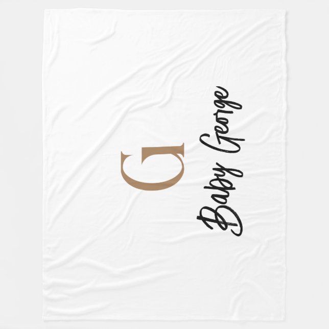 baby monogram unisex gift name personalize minimal fleece blanket (Front)