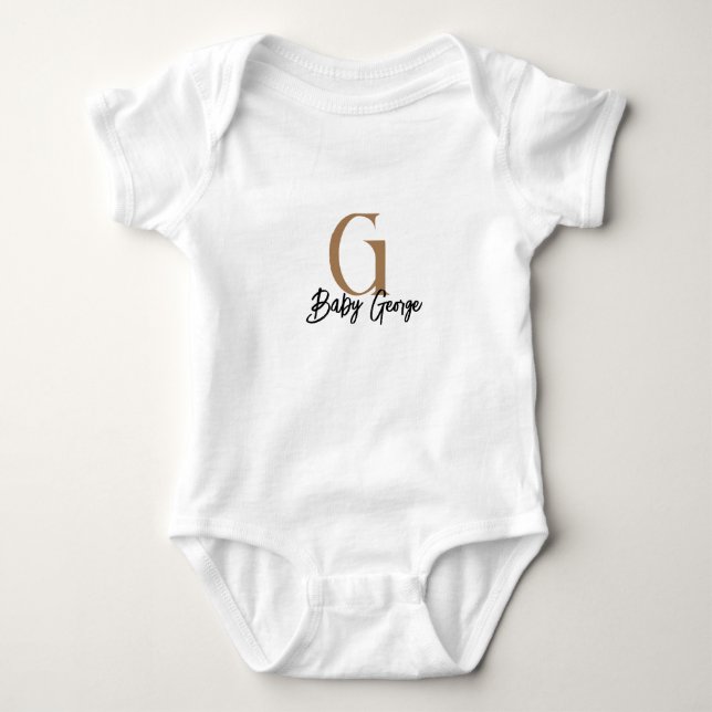 baby monogram unisex name personalize minimal bodysuit (Front)