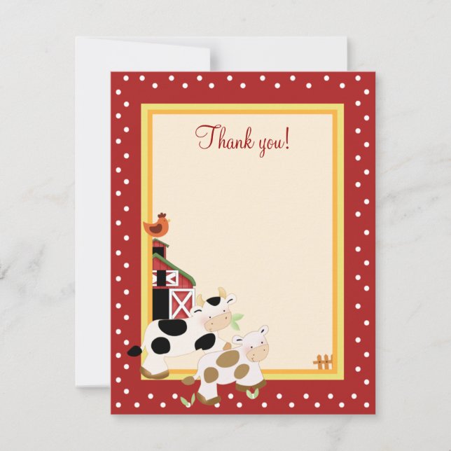 BABY MOO COW (Red) 4x5 Flat Thank you note Note Card (Front)