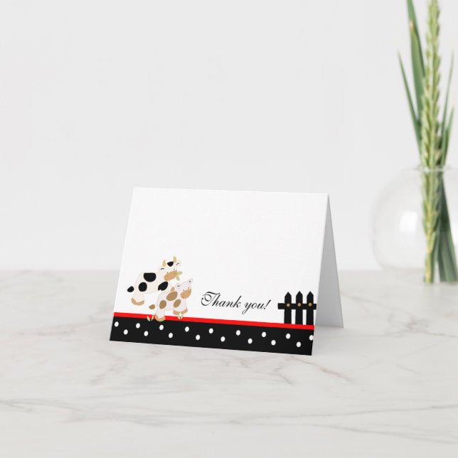 Baby Moo Moo Red/Black Folded Thank you note (Front)