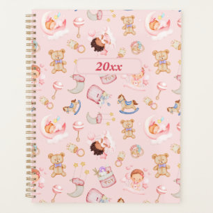 Baby Moon Star Bear Toys Pink Themed Personalised Planner