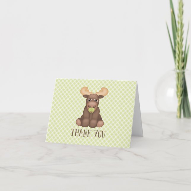 Baby Moose Baby Shower Thank You Card (Front)