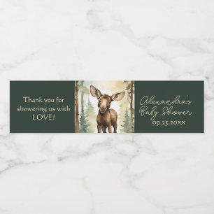 Baby Moose Gender Neutral Baby Shower Water Bottle Label