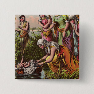Baby Moses In A Basket 15 Cm Square Badge