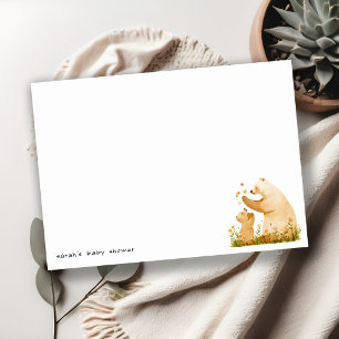 Baby Mum Bear Floral Neutal Watercolor Baby Shower Card