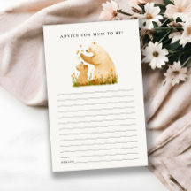 Baby Mum Bear Neutal Advice For Mum Baby Shower