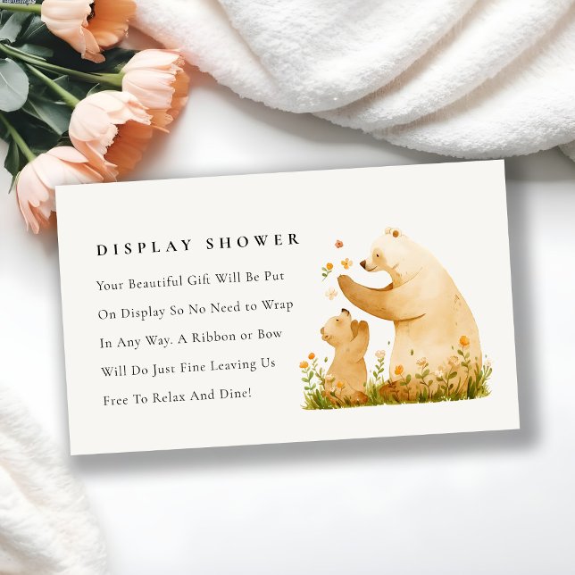 Baby Mum Bear Neutal Baby Shower Display Shower Enclosure Card (Creator Uploaded)