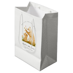 Baby Mum Bearly Wait Floral Neutal Baby Shower Medium Gift Bag