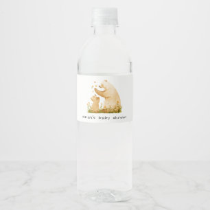 Baby Mum Bearly Wait Floral Neutal Baby Shower Water Bottle Label