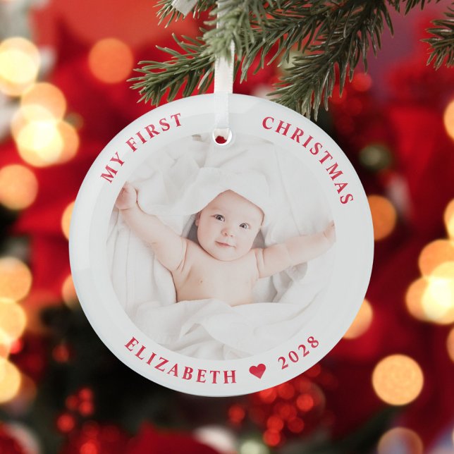 Baby My First Christmas Photo Glass Tree Decoration (Creator Uploaded)