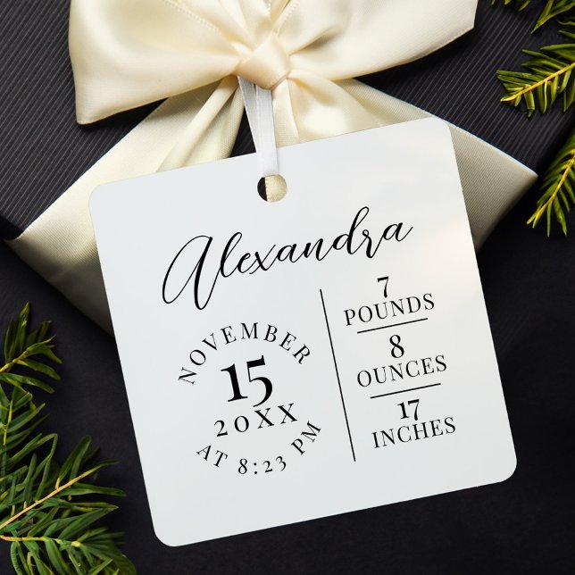  Baby Name & Birth Stats Photo White Keepsake Ceramic Ornament (Baby Name & Birth Stats Photo White Keepsake Ceramic Ornament)