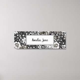 Baby Name Custom Floral Nursery Canvas Print