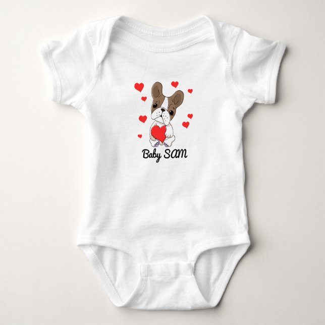 Baby name Dog Heart Baby Bodysuit (Front)