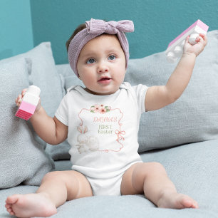BABY NAME First Easter Pink Bodysuit