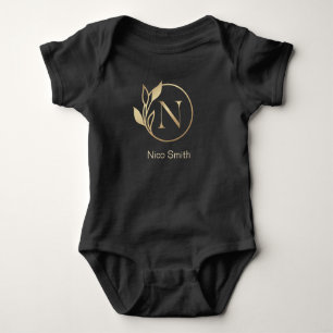 Baby Name Floral Alphabet,N/ Initial Baby Bodysuit