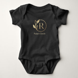 Baby Name Floral Alphabet,R/ Initial Bodysuit