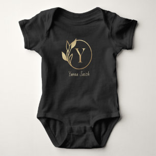 Baby Name Floral Alphabet,Y/ Initial Baby Bodysuit