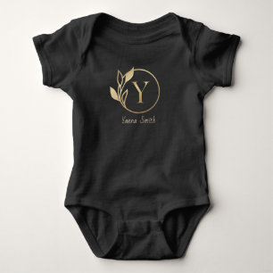 Baby Name Floral Alphabet,Y/ Initial Bodysuit