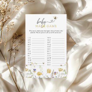 Baby Name Game Bee Wildflower Baby Shower Game Flyer
