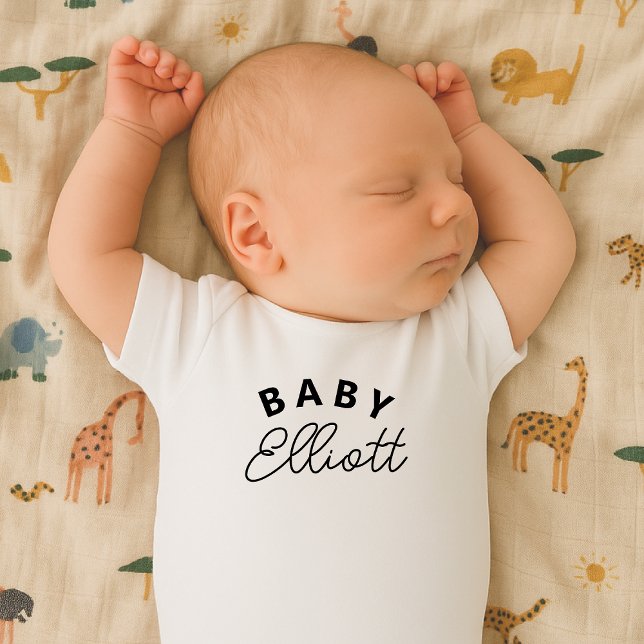 Baby Name Newborn Arrival Gift Personalised Baby Bodysuit (Creator Uploaded)