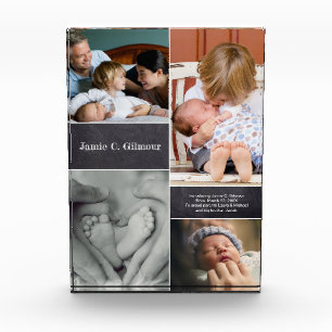 Baby Name Photo Collage Birth Announcement Block