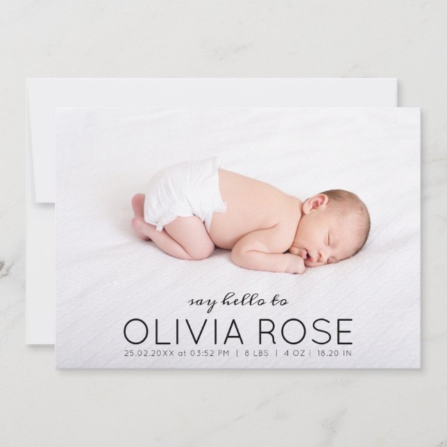 Baby Name Photo Collage Modern Baby Birth Announce Announcement (Front)