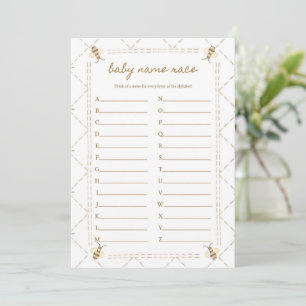 Baby Name Race Bee Baby Shower Games Cards
