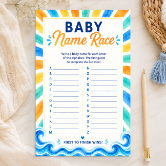 Baby Name Race Here Comes the Son Baby Shower Game